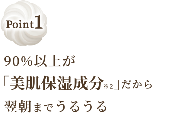 90%以上が「美肌保湿成分」だから翌朝までうるうる