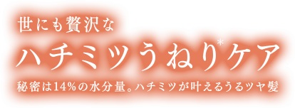 世にも贅沢なハチミツうねりケア 秘密は14%の水分量。ハチミツが叶えるうるツヤ髪