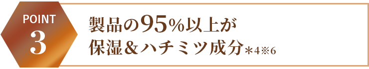 製品の95％以上が保湿＆ハチミツ成分