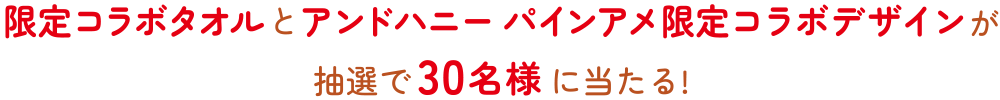 限定コラボタオルとアンドハニー パインアメ限定コラボデザインが抽選で30名様に当たる!